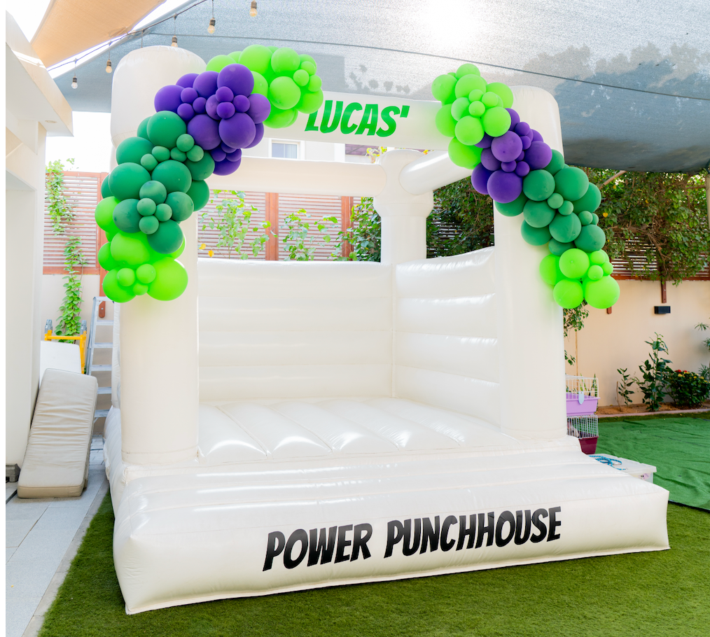 Hulk theme white bouncy castle for rent in Dubai