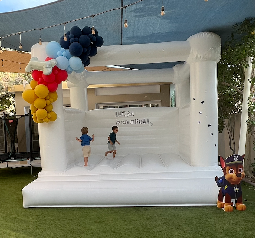 White bouncy castle for rent in dubai