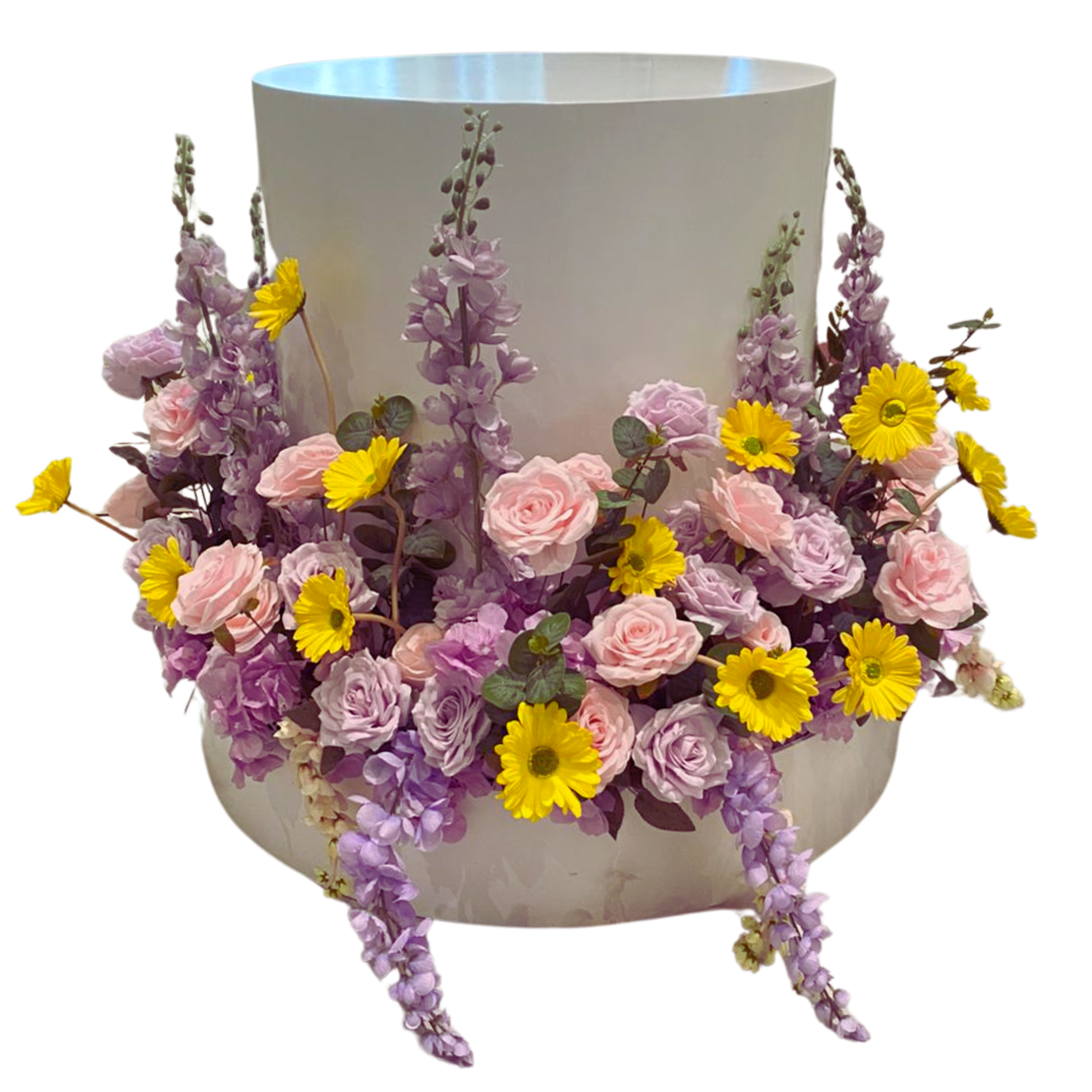 Cylindrical Floral Cake table