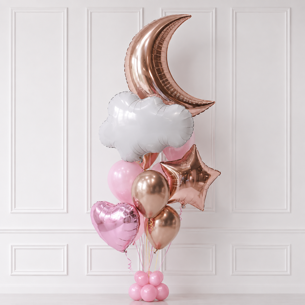 Rose gold baby shower bunch