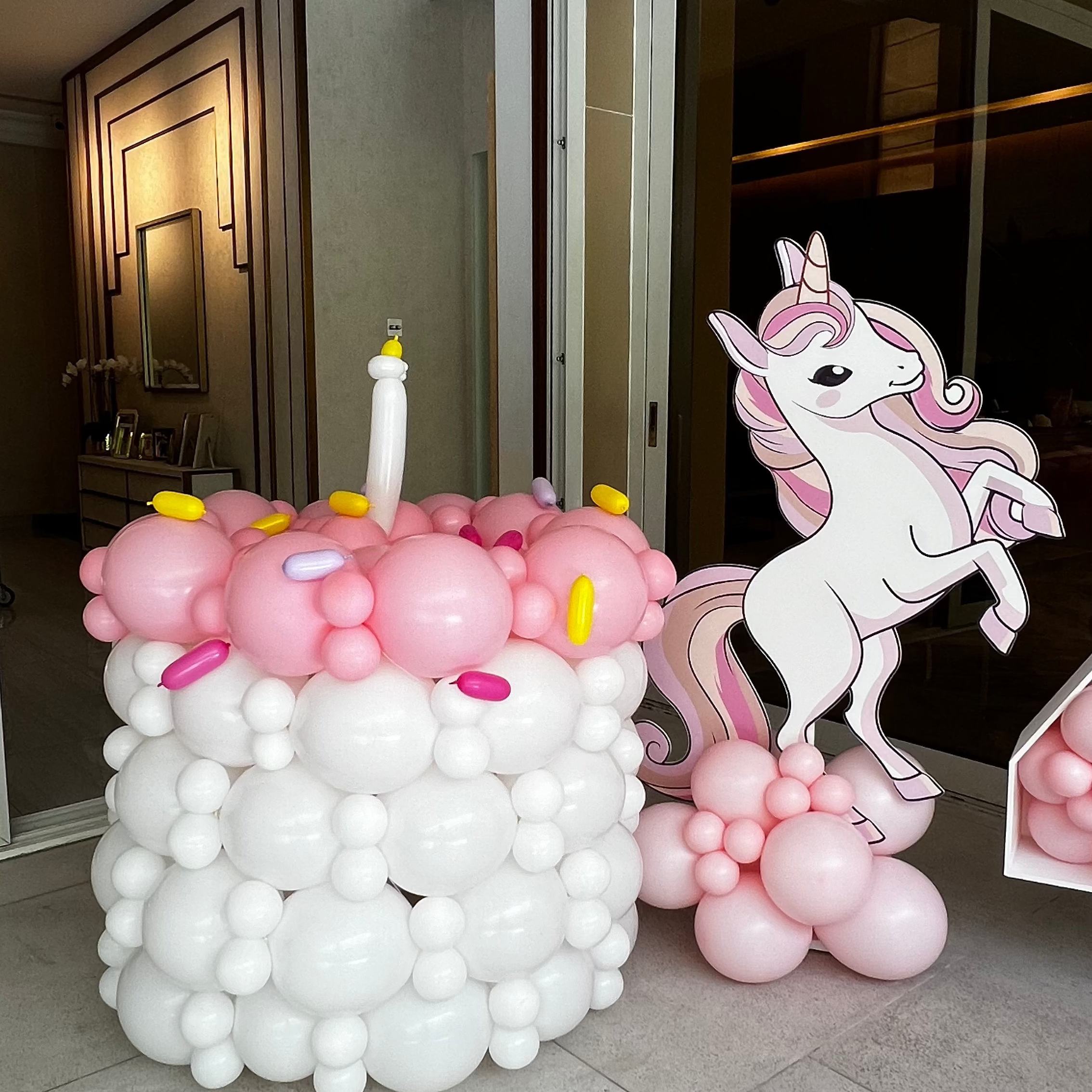 Balloon Cake with character Foamboard cutout