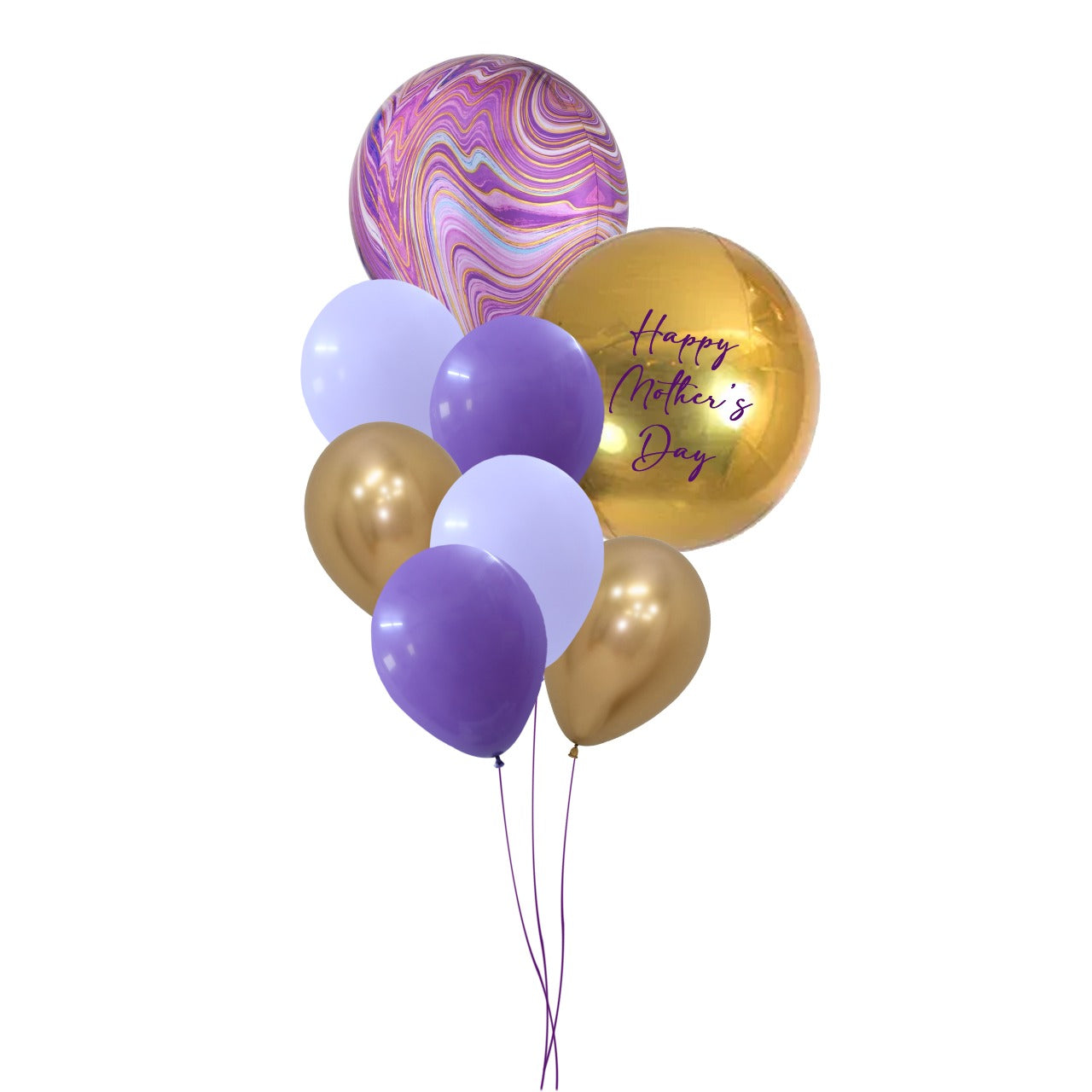 Small Happy Mother's Day Balloons 9 Mini Mother's Day Balloons Purple Rose  5 pack